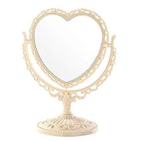 Amazon.co.jp: Queen-b ハート型卓上ミラー 360度回転 両面